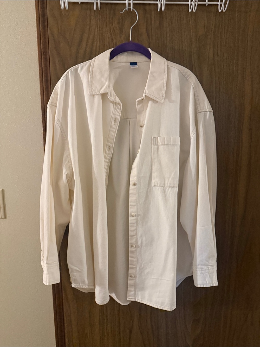 Old navy Cream Button-Up Shirt - Classic Collared Overshirt NWT